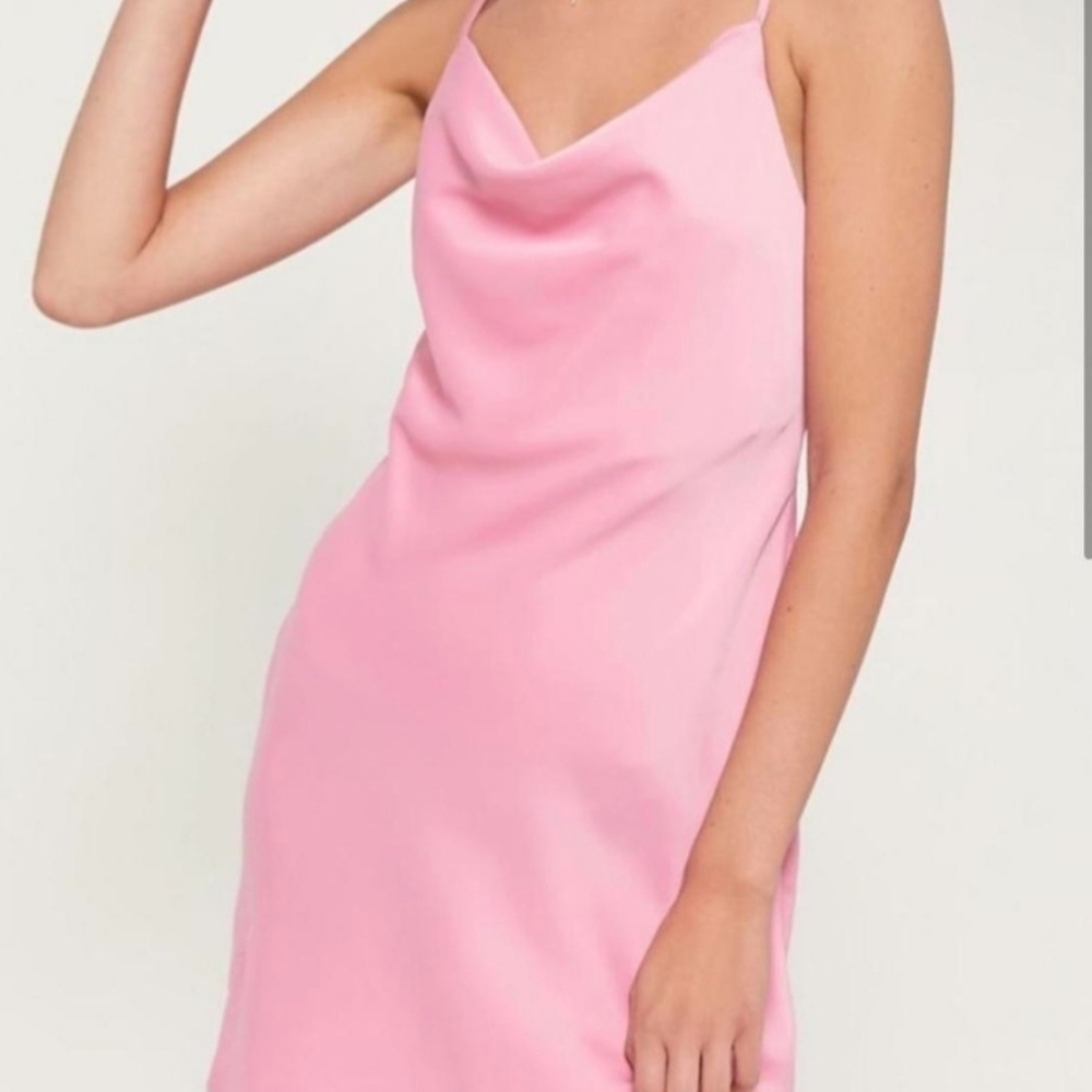 Urban Outfitters Mallory Baby Pink Cowl Neck Slip Dress Size Medium